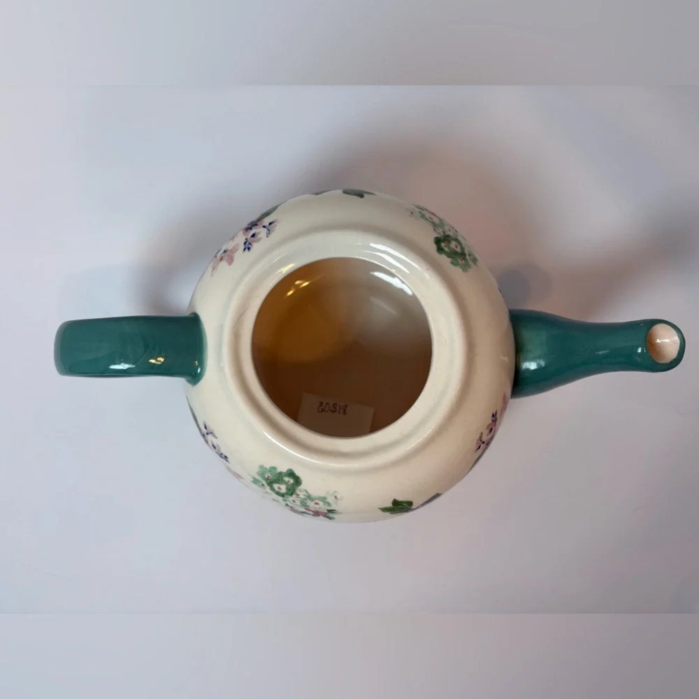 The Pioneer Woman Country Garden pattern ceramic teapot teal with floral design